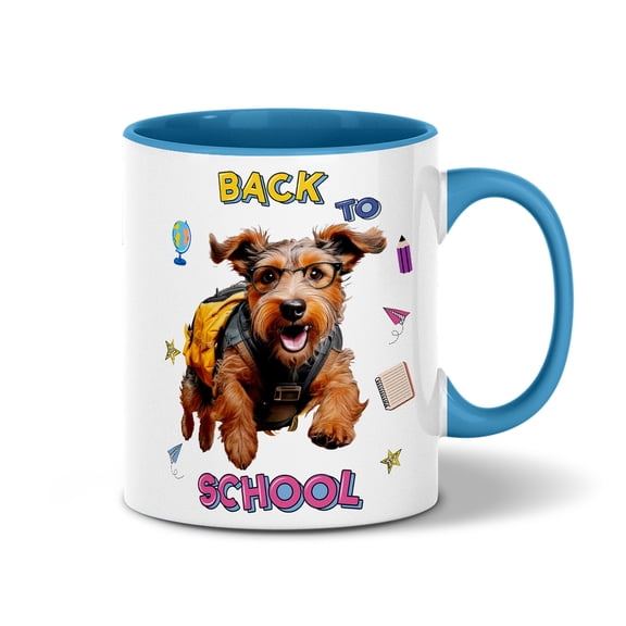 Back to School Cute Airedale Terrier 11oz Accent Two-tone Mug Dale Waterside Dog Lover Coffee Tea Cup - 13010