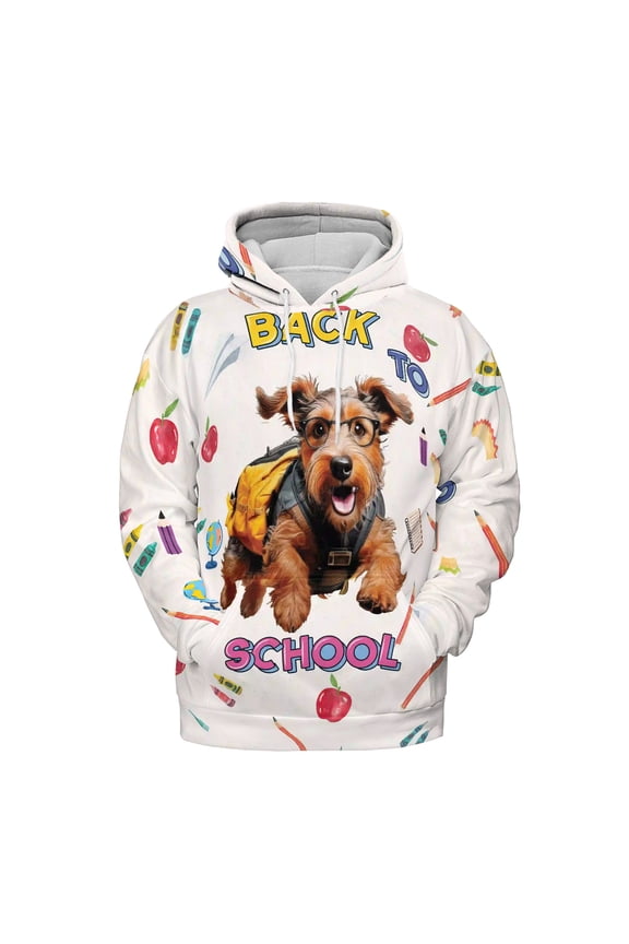 Back to School Cute Airedale Terrier All Over Print 3D Hoodie Unisex Merch Hoodies Dale Waterside Dog Lover - 13010