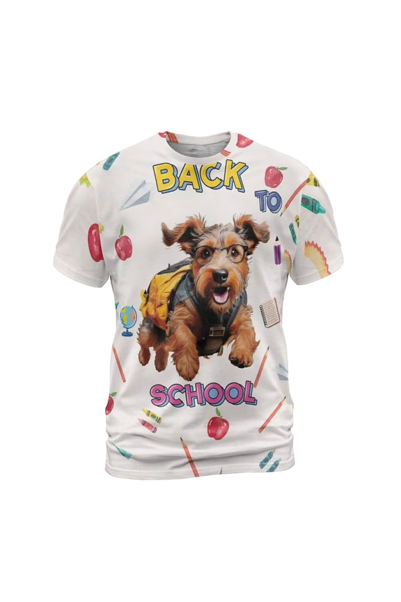 Back to School Cute Airedale Terrier All Over Print 3D Shirt Unisex Merch Dale Waterside Dog Lover - 13010