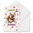 thumbnail image 1 of Back to School Cute Akita 5x7in Folded Greeting Card Inu Dog Lover Single Note Card with Envelope - 13010, 1 of 5