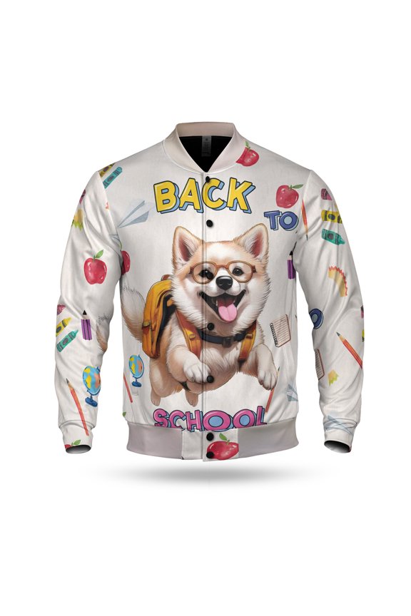 Back to School Cute Akita All Over Print 3D Baseball Jacket Inu Dog Lover Bomber Jacket Softball - 13010