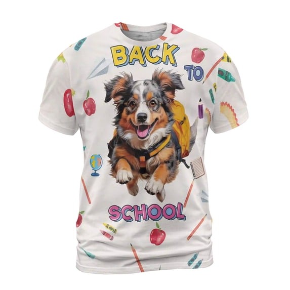 Back to School Cute Australian Shepherd All Over Print 3D Shirt Unisex Merch Aussie Dog Lover Gifts - 13010