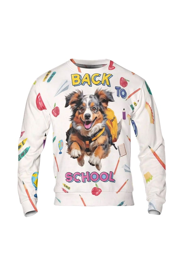 Back to School Cute Australian Shepherd All Over Print 3D Sweatshirt Unisex Merch Aussie Dog Lover Gifts - 13010