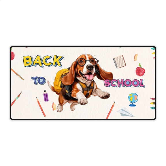 Back to School Cute Basset Hound Desk Mat Full Keyboard Mouse Pad Bassets Dog Breed Lovers Gifts Idea Large Mousepad - 13010