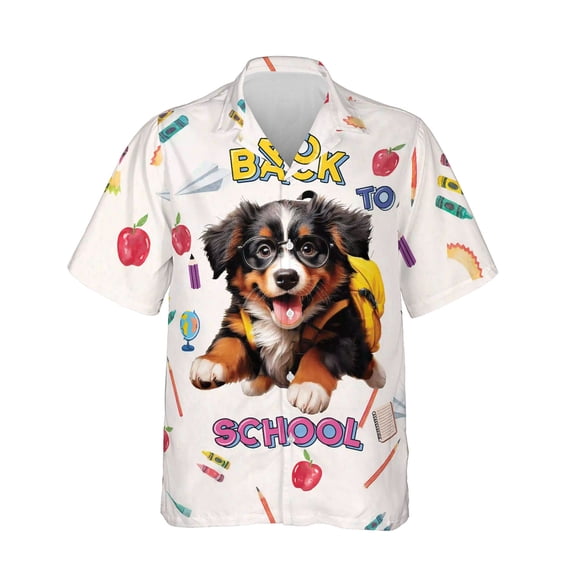 Back to School Cute Bernese Mountain Dog Hawaiian Shirt Breathable Summer Unisex Merch Berner Lover Gifts - 13010