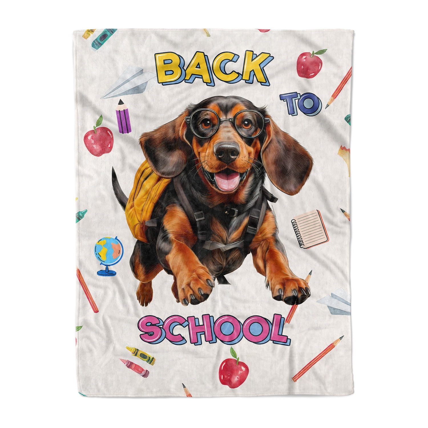Back to School Cute Bloodhound Cozy Fleece Blanket Dog Lover Warm Soft