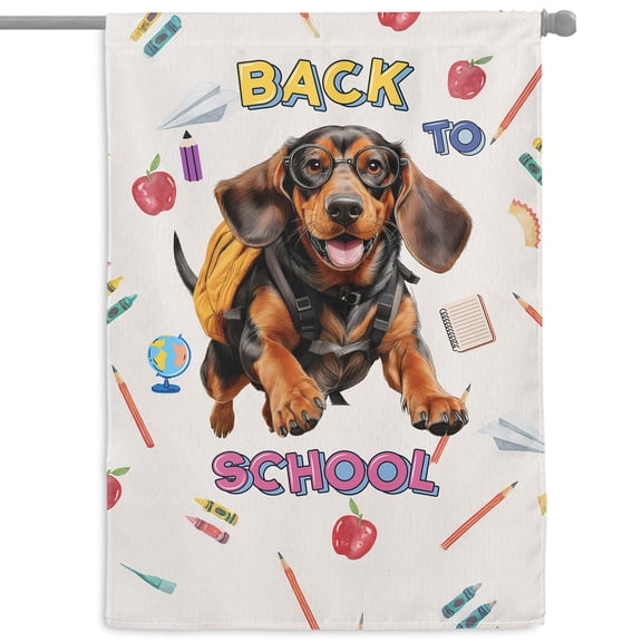 Back to School Cute Bloodhound House Flag 28x40in Double Sided Dog Lover Outdoor Decor - 13010
