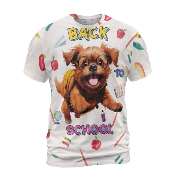 Back to School Cute Brussels Griffon All Over Print 3D Shirt Unisex Merch Griff Dog Lover - 13010