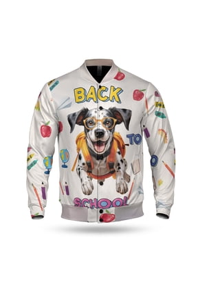 Back to School Cute Dalmatian All Over Print 3D Baseball Jacket Dog Lover Bomber Jacket Softball - 13010