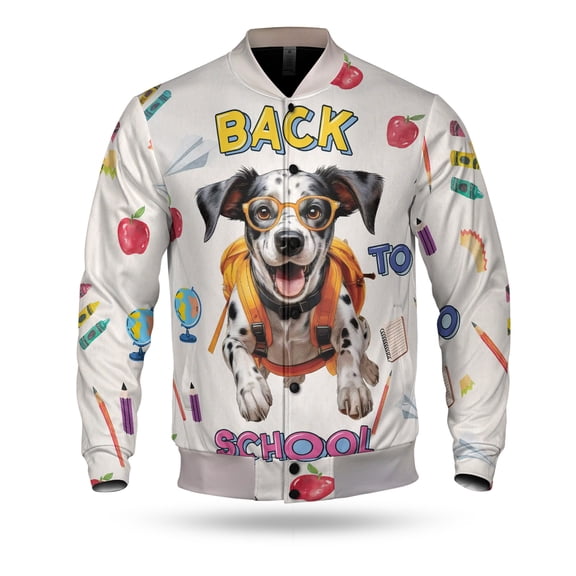 Back to School Cute Dalmatian All Over Print 3D Baseball Jacket Dog Lover Bomber Jacket Softball - 13010