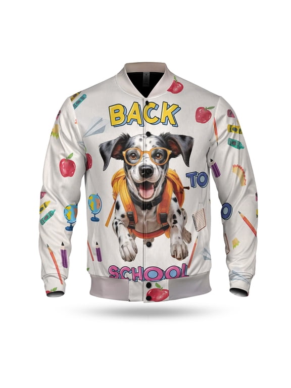 Back to School Cute Dalmatian All Over Print 3D Baseball Jacket Dog Lover Bomber Jacket Softball - 13010