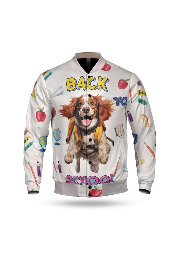 Back to School Cute English Setter All Over Print 3D Baseball Jacket Dog Lover Bomber Jacket Softball - 13010