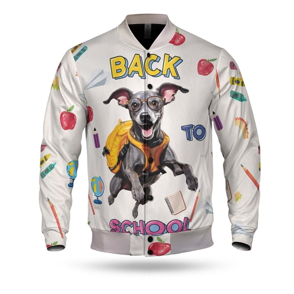 Back to School Cute Italian Greyhound All Over Print 3D Baseball Jacket Greyhound Dog Lover Bomber Jacket Softball - 13010