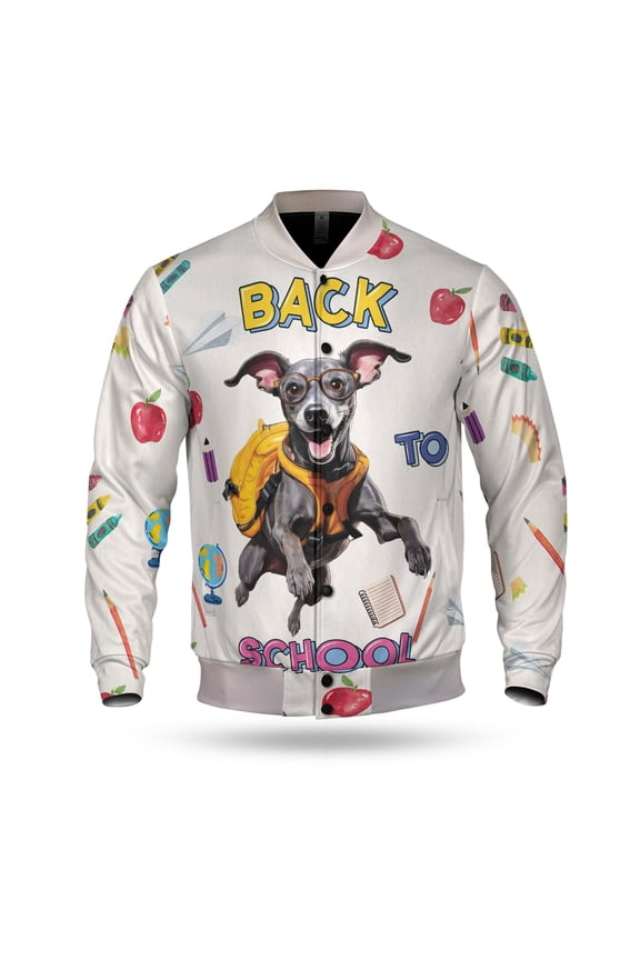 Back to School Cute Italian Greyhound All Over Print 3D Baseball Jacket Greyhound Dog Lover Bomber Jacket Softball - 13010