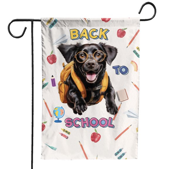 Back to School Cute Labrador Retriever Garden Flag 12x18in Double Sided Lab Dog Lover Gifts Outdoor Decor - 13010