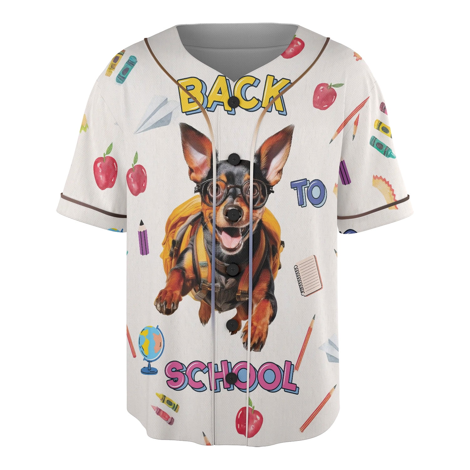 Back to School Cute Miniature Pinscher All Over Print 3D Baseball Shirt ...