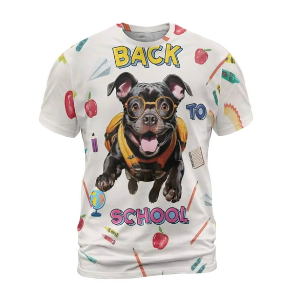 Back to School Cute Pitbull All Over Print 3D Shirt Unisex Merch Terrier Dog Lover - 13010