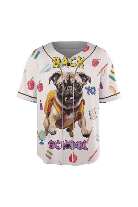 Back to School Cute Pug All Over Print 3D Baseball Shirt Dog Lover Gifts Softball Sport - 13010