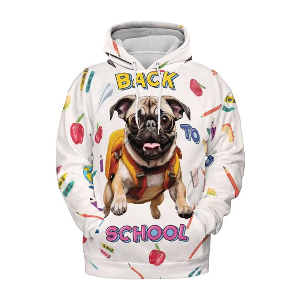 Back to School Cute Pug All Over Print 3D Hoodie Unisex Merch Hoodies Dog Lover Gifts - 13010