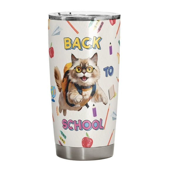 Back to School Cute Ragdoll 20oz Stainless Steel Tumbler Insulated Cup with Lid Cat Lover Kitten Owner Gifts Idea - 13010