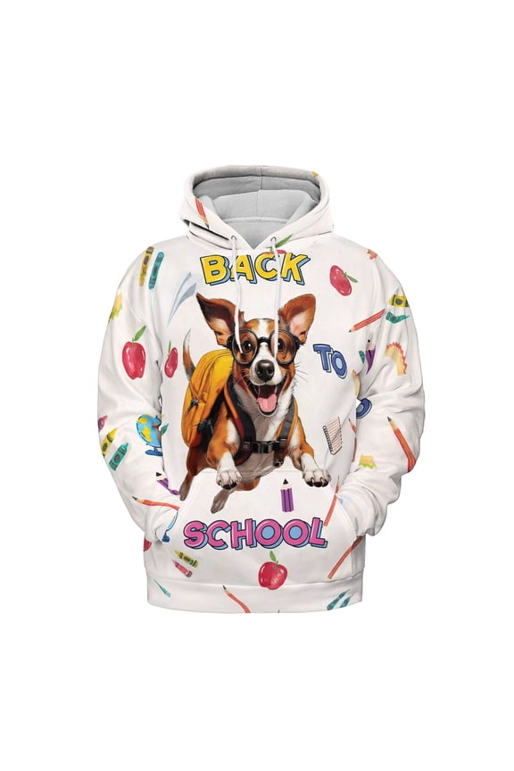 Back to School Cute Rat Terrier All Over Print 3D Hoodie Unisex Merch Hoodies Ratty Dog Lover - 13010