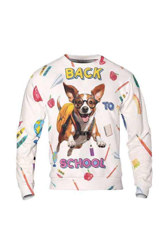 Back to School Cute Rat Terrier All Over Print 3D Sweatshirt Unisex Merch Ratty Dog Lover - 13010