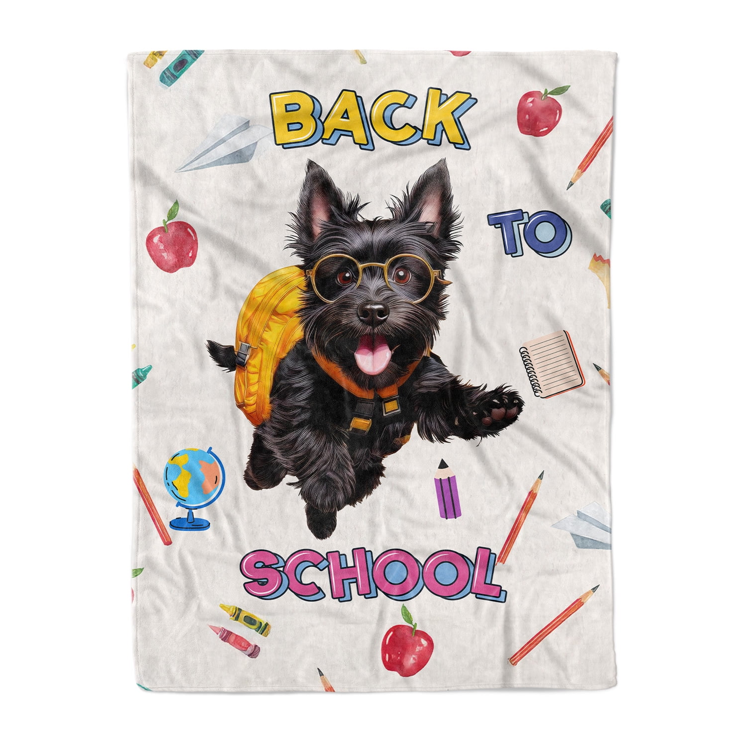 Back to School Cute Scottish Terrier Cozy Fleece Blanket Scottie Dog