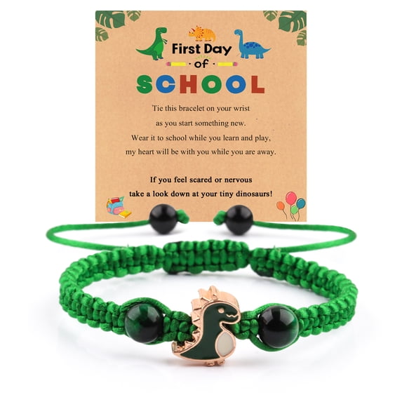 Back to School Dinosaur Bracelet, Brave Adventure Wristband Gift, Great Start to School Gift for Kids