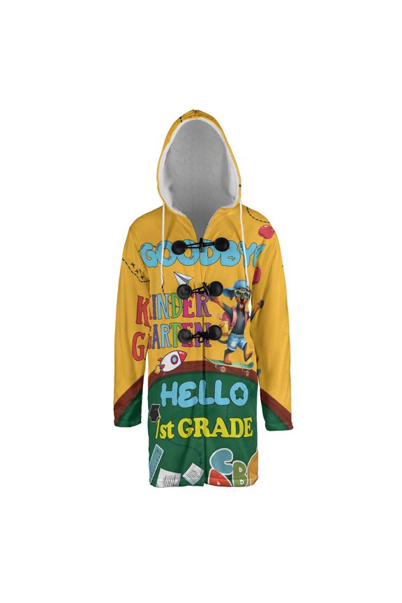 Back to School Doberman Pinscher Goodbye Kindergarten Hello 1st Grade All Over Print 3D Hooded Duffle Toggle Coat Doberman Dog Lover Gifts - 02011