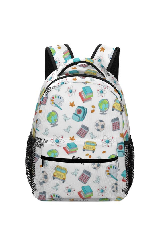 Doodles Pattern Oxford Backpack Multi Compartment Casual Carry Bag for Books