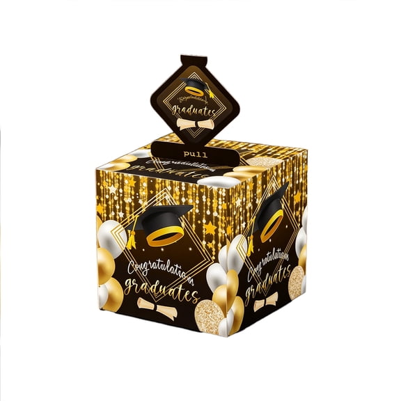 Back to School Essentials,Graduation Money Gift Box Pull Out Cash Surprise Box Black Gold Graduation Party Decoration Gift Presentation Box