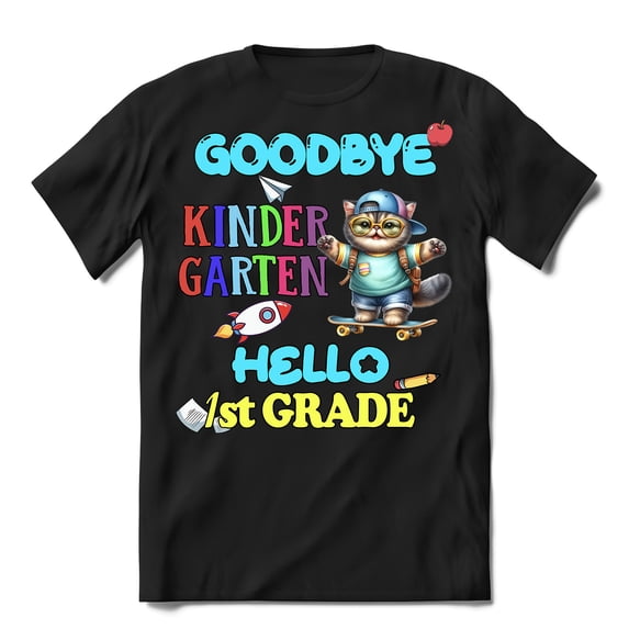 Back to School Exotic Shorthair Goodbye Kindergarten Hello 1st Grade Shirt T-shirt Unisex Merch Cat Lover Kitten Owner Gifts - 02011