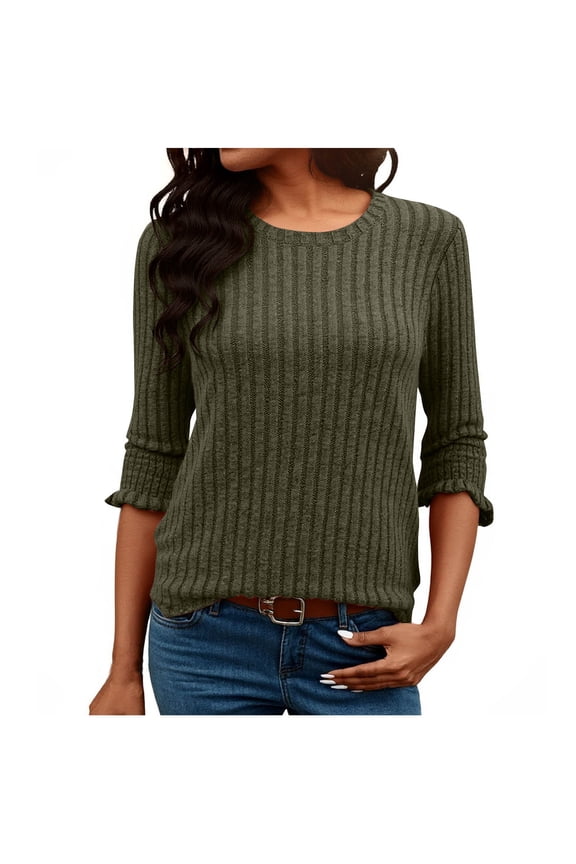 Back to School Fall Tops Womens Shirts Casual Tops 3/4 Sleeve Fall Womens Blouses Casual Loose Fit Get it Fast