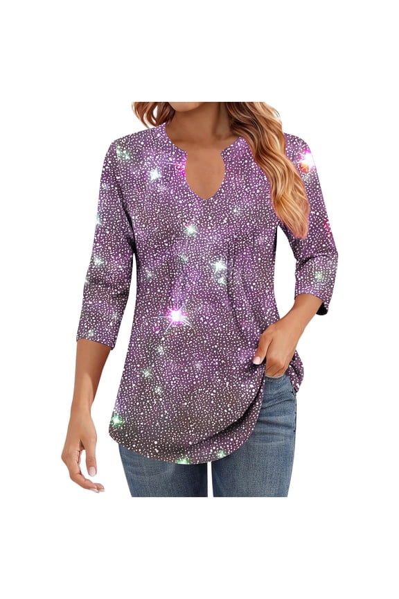 Fashion Fall Saving Women's T Shirts Tops Trendy Casual Women's 3/4 Length Sleeve Tops Women's Blouses My Order