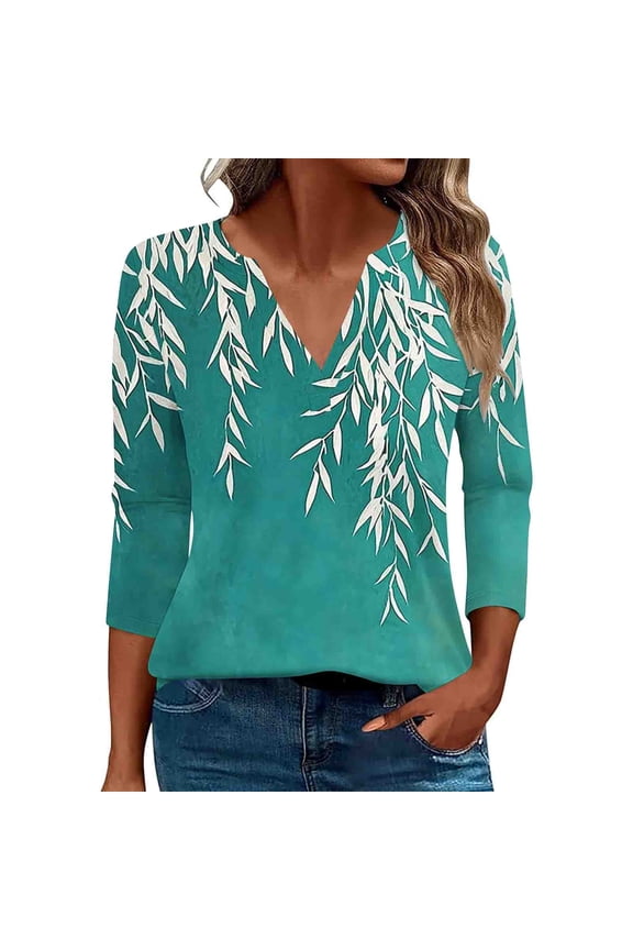 Fall Shirt Shirts Fitted 3/4 Length Sleeve Tops Women's Blouses New Arrivals