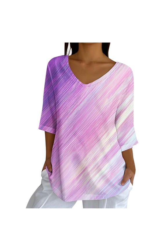 Back to School Fashion Fall Saving Womens Tops Loose Fit Womens Tops Casual Plus Size 3/4 Sleeve Tops for Women Plus Size Womens Blouse Get it Fast