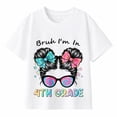 thumbnail image 1 of Back to School First Day Bruh Fourth 4th Grade Messy Bun Kid T-Shirt, 1 of 8