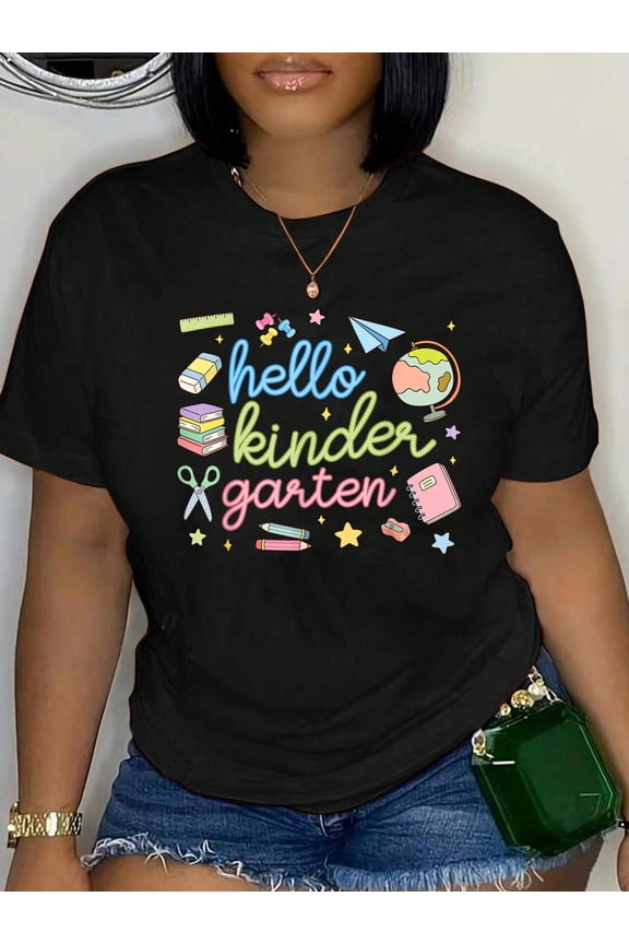 Back to School First Day Hello Kindergarten Teacher Girls T-Shirt