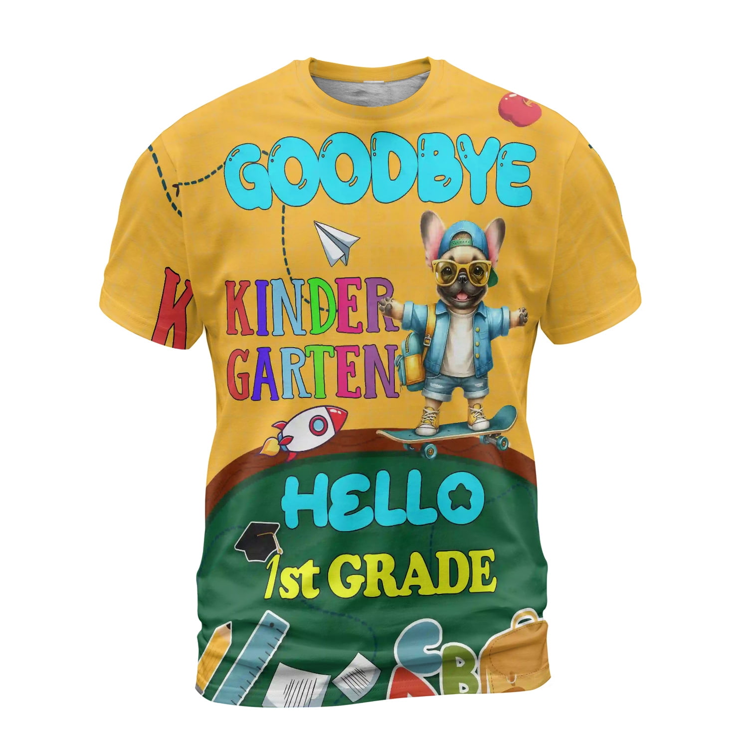 Back to School French Bulldog Goodbye Kindergarten Hello 1st Grade All ...