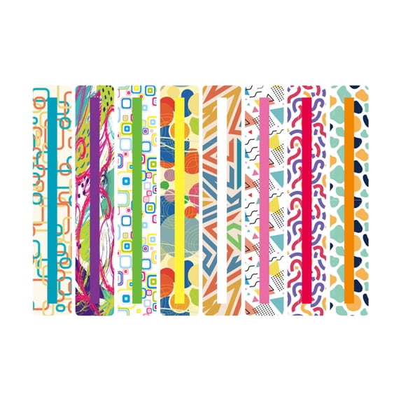 Back to School Geometric Pattern Guided Reading Strips 8 Assorted Colors Dyslexia Aids Reduce Eye Strain PVC Material Teacher Supply Bookmark