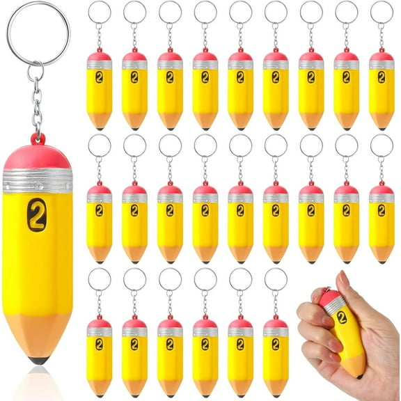 Back to School Gift Bulk for Teacher Cute Foam Squeeze Pencil Teacher Keychains First Day of School Gift for Party