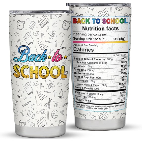 Back to School Gift Tumbler, Back to School Gifts for Students Teachers, Welcome Back to School Gifts, 20oz Stainless Steel Tumbler for Teacher