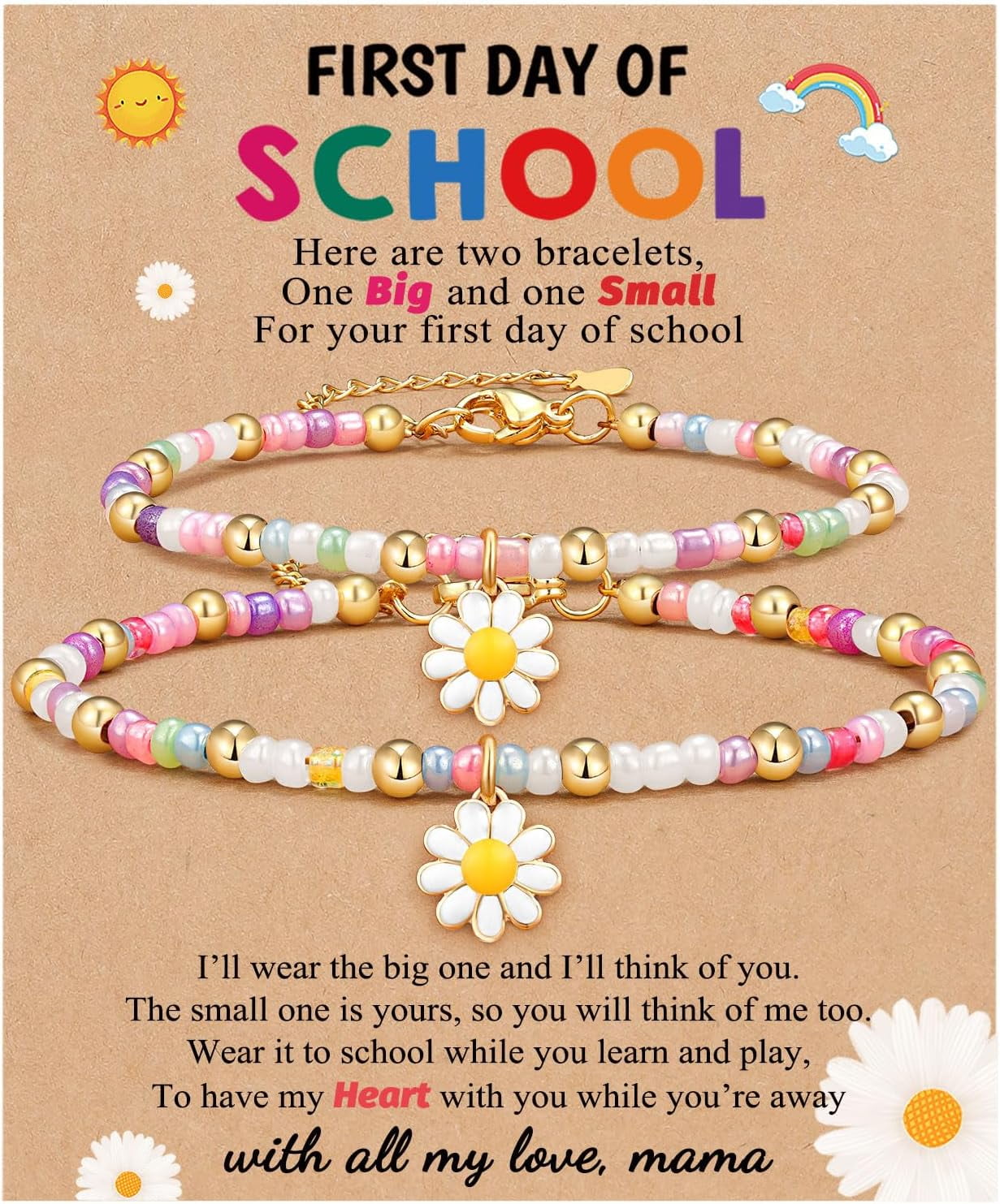 Back to School Gifts First Day of School Bracelet Gift for Girls