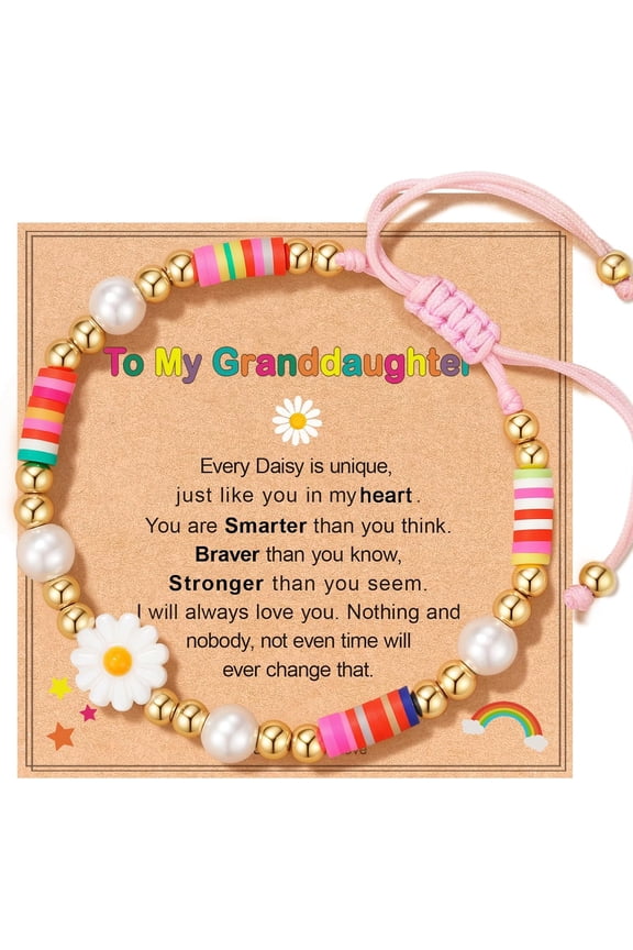 Back-to-School Gifts for Daughter Granddaughter, Daisy Soft Ceramic Pearl Bracelets for Her