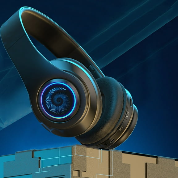 Back to School Gifts under $5 Wireless Bluetooth Headphones Over Ear With RGB Light And Mic 8 Hours Of Use Foldable Headset on Clearance