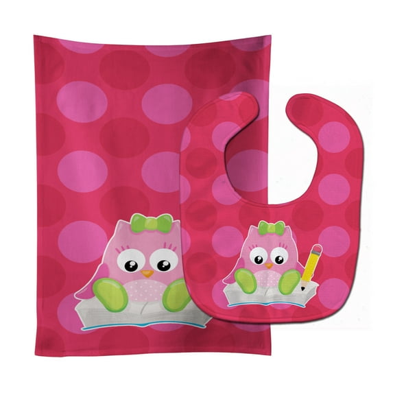 Back to School Girl Bird Baby Bib and Burp Cloth