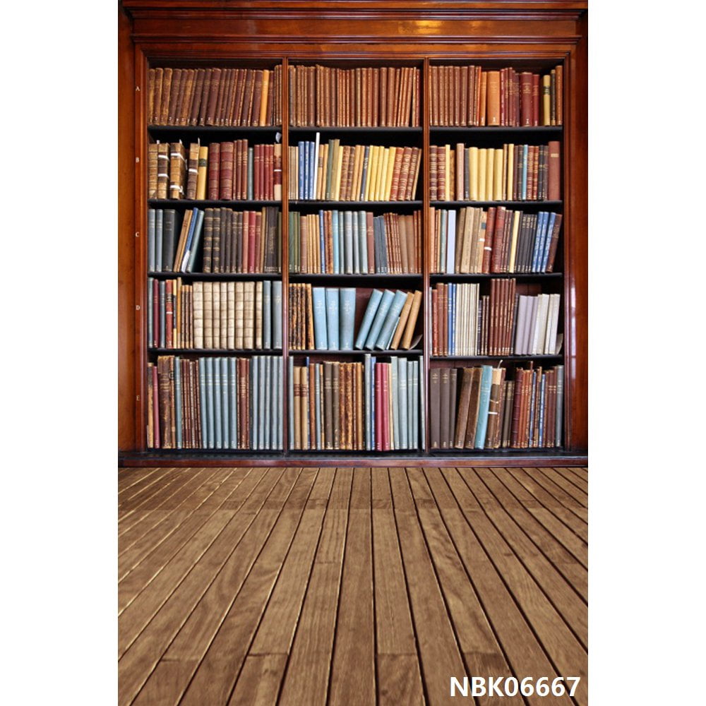 Back to School Graduation Backdrops Old Bookshelf Library Baby Portrait