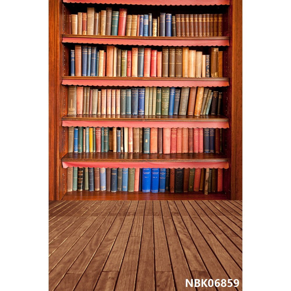Back to School Graduation Backdrops Old Bookshelf Library Baby Portrait