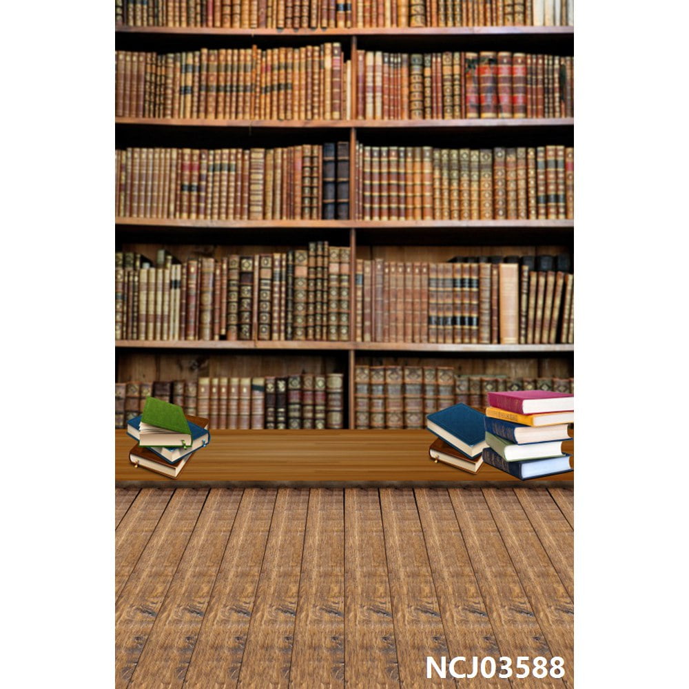 Back to School Graduation Backdrops Old Bookshelf Library Baby Portrait