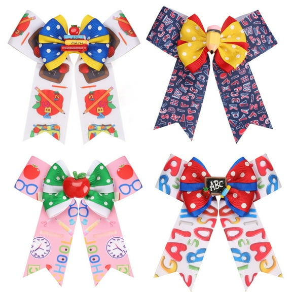 Back to School Hair Bows Alligator Clips for Girls Gift Ribbon Hair Barrettes Accessories Clips for School Kindergarten Large Hair Bow Clip